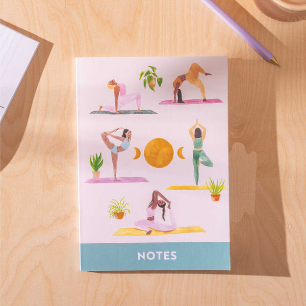 illustrated yoga poses A5 notebook