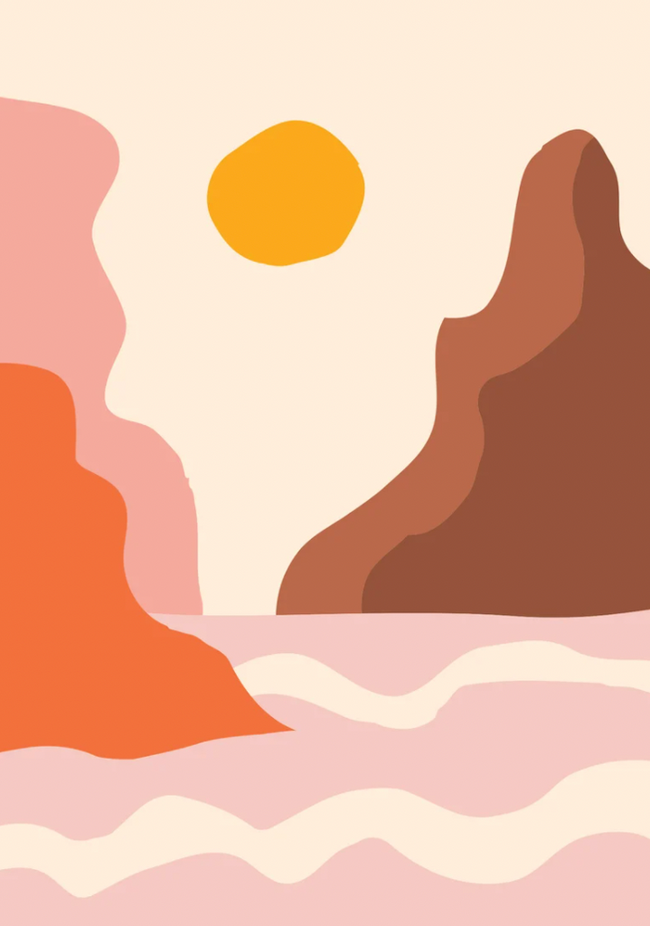Mountains and Sunset Ocean Print - A4 or A5 - close up