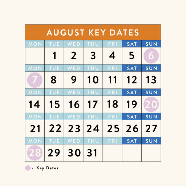 August 2023 - Dates for your calendar