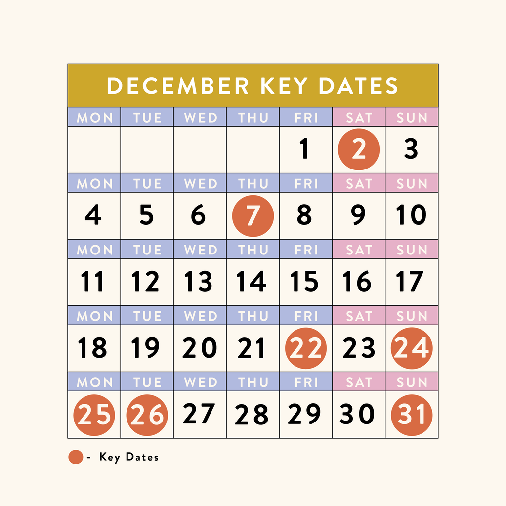 December - Dates for your Calendars