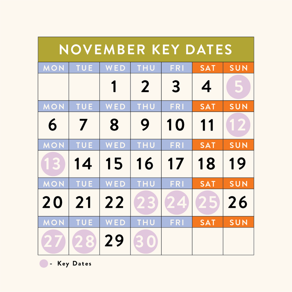 November - Dates for your Calendars