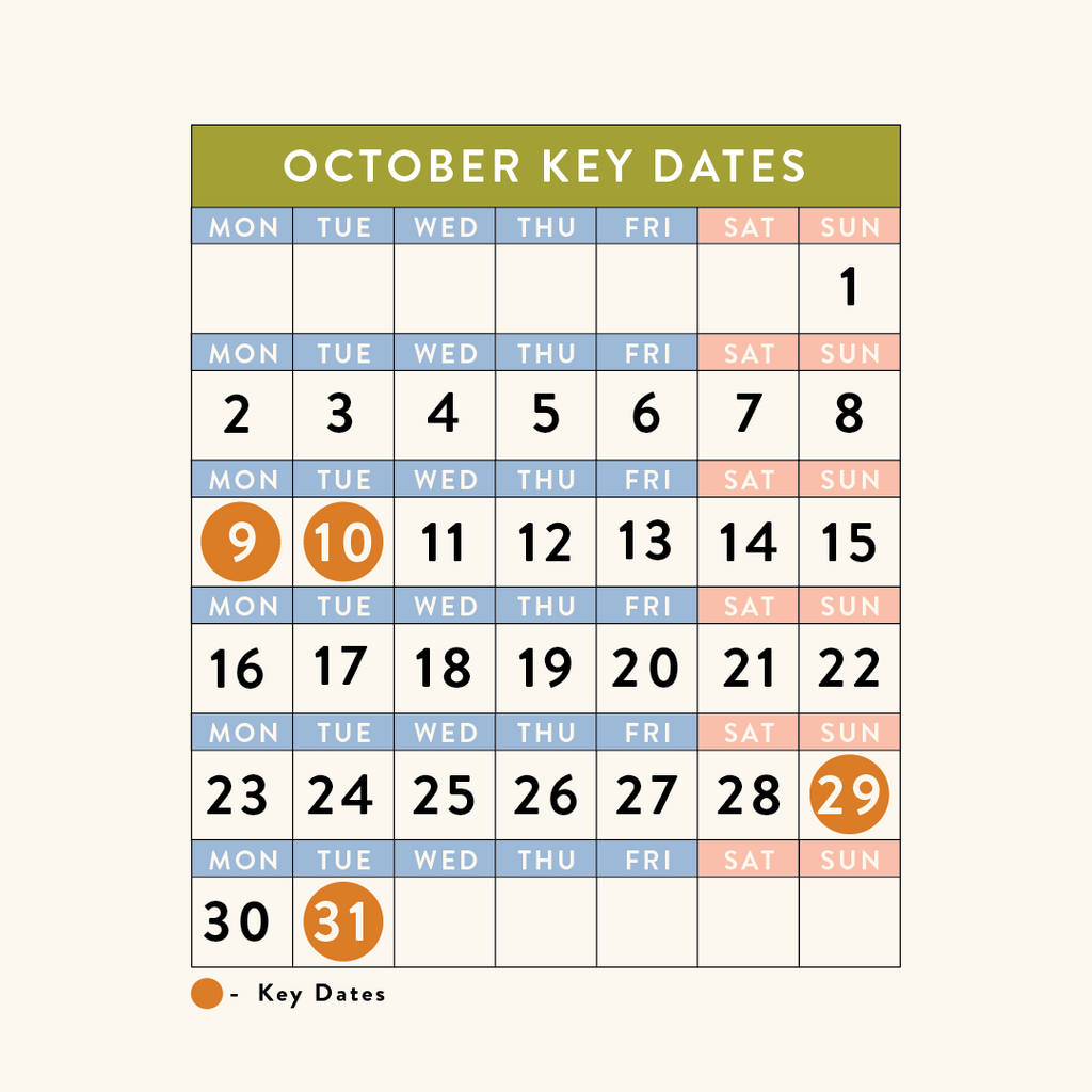 October 2023 - Dates for your calendar