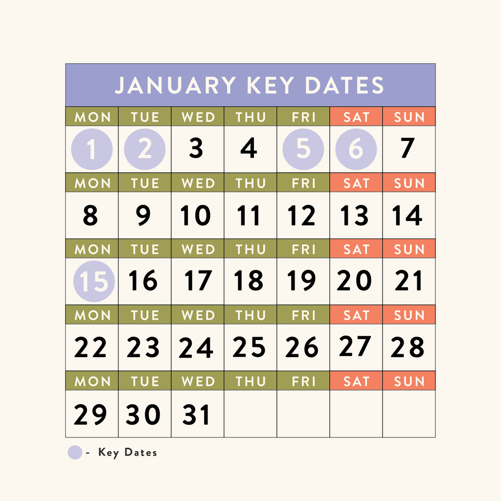 January 2024 - Dates for your Calendars
