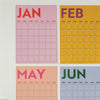 brightly colour wall planner, 12 A3 pages hung together or separate, printed on 100% recycled paper in the UK