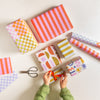 colourful checks gift wrap. 5 pack. 10 pack. christmas wrapping paper. birthday wrapping paper. eco gift wrap. 100% recycled paper. made in the UK. gift paper. recycled wrapping. gift wrap.