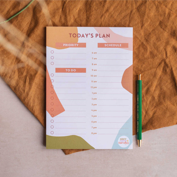 A5 planner pad. daily planner. 100% recycled paper. hourly planner. recycled paper planner