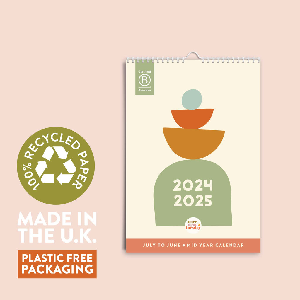 Mid Year A4 Calendar 20242025 Boho Shapes Once Upon a Tuesday