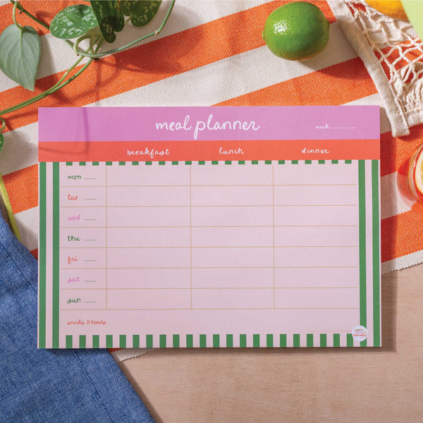 a4 weekly meal planner. magnetic meal planner. cabana. tropical.