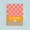 2024 calendar, desk calendar and diary gift set. checks and stripes. 100% recycled paper. Made in the UK. with moon phases and bank holidays.