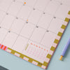 academic calendar for back to school. colourful checks and stripes. 100% recycled paper.