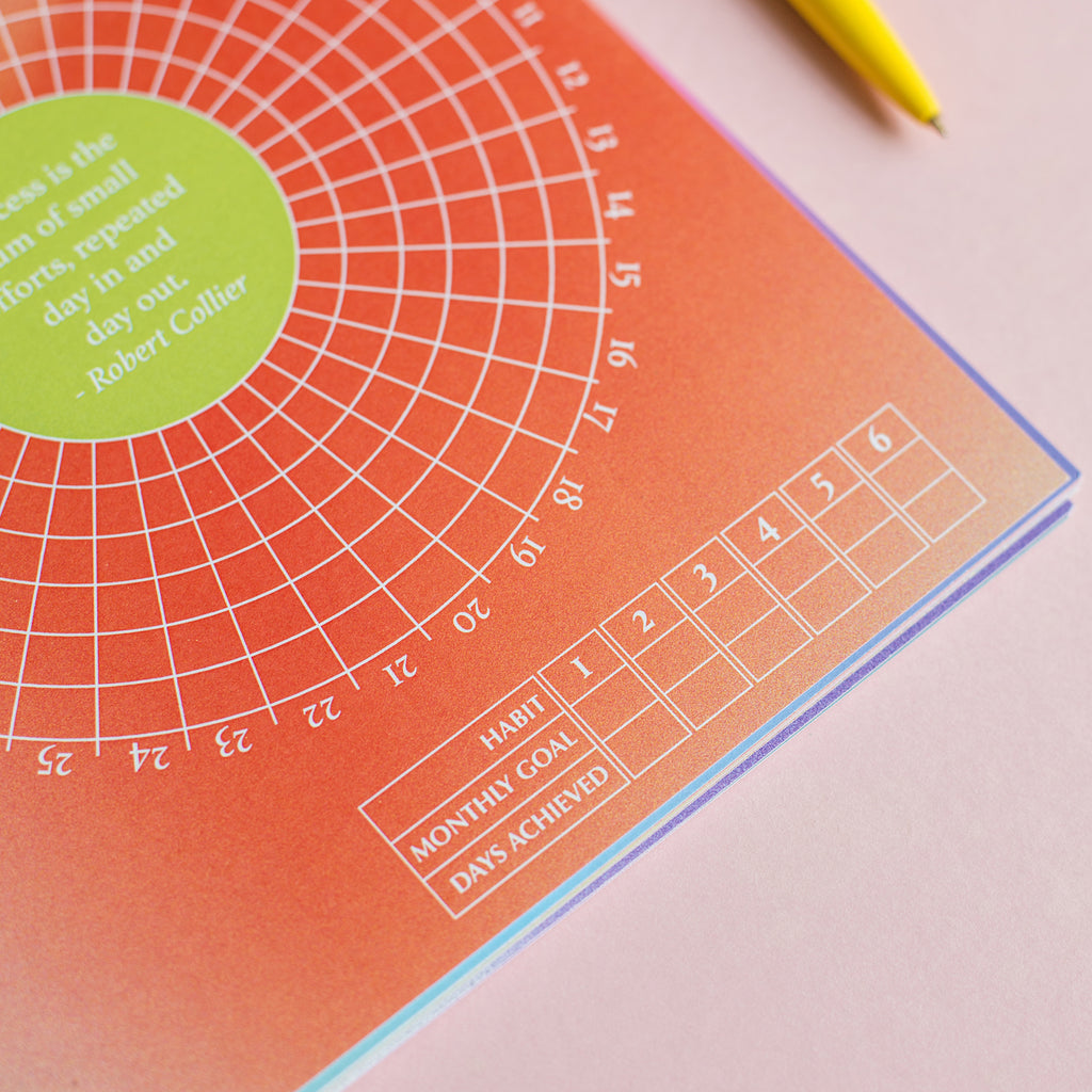 2024 calendar and habit trackers set. gradients. 100% recycled and made in the UK