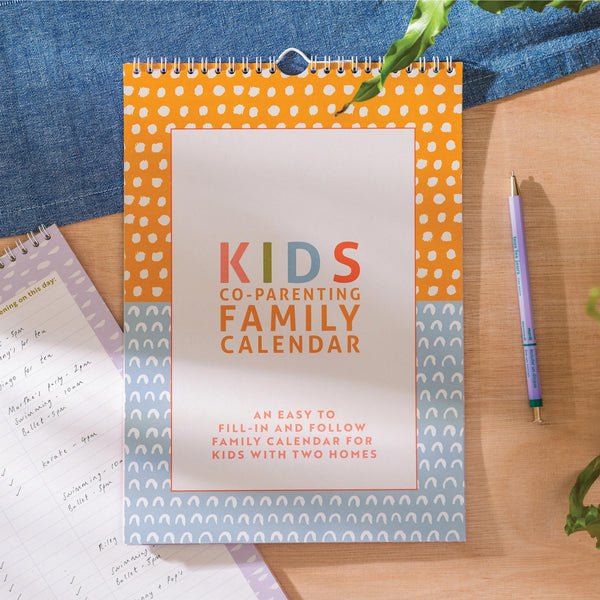 undated calendar. co parenting calendar. calendar for kids. A4 hanging planner. recycled paper. made in the UK.