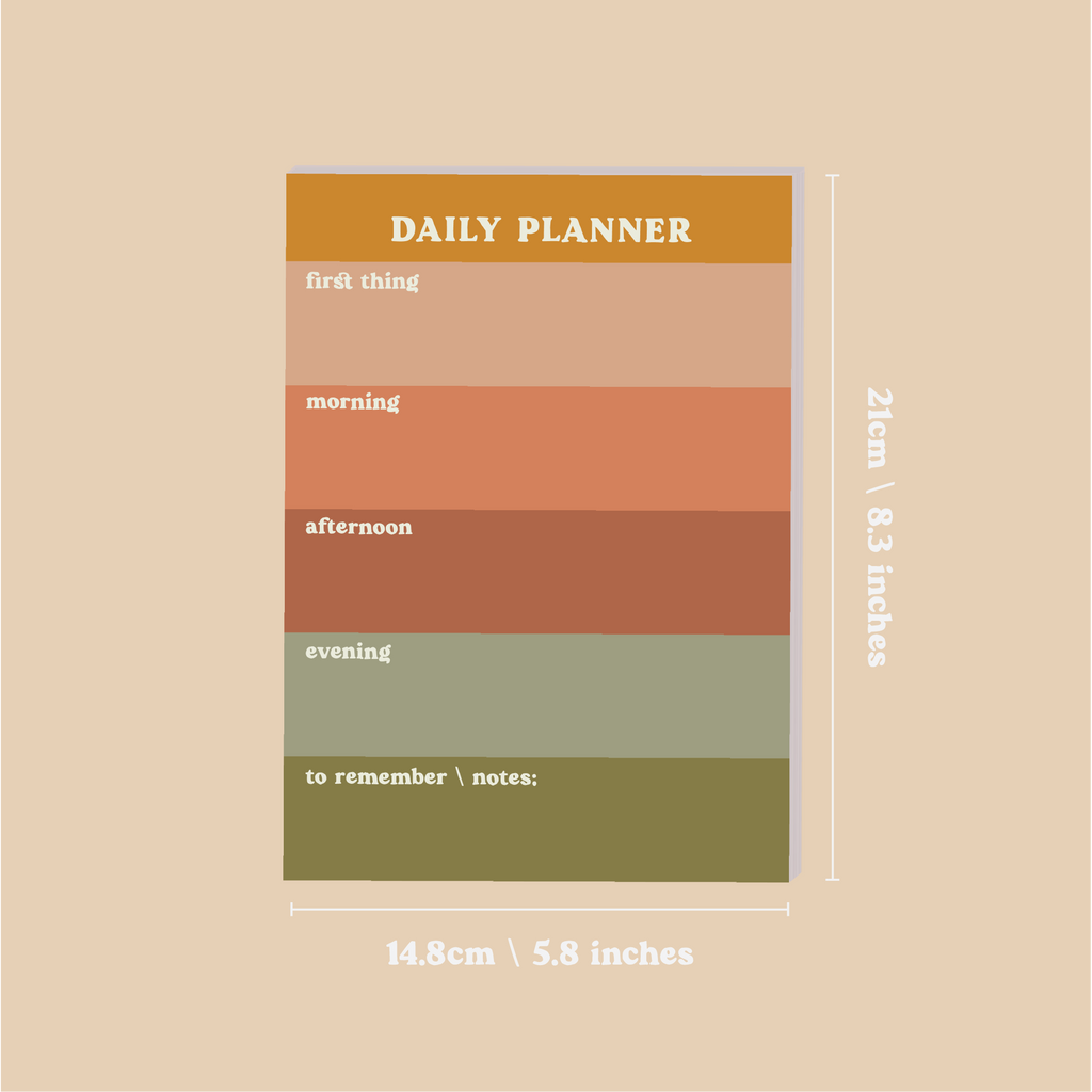 birthday calendar, notebook and daily planner pad gift set. in muted colours. 100% recycled paper.