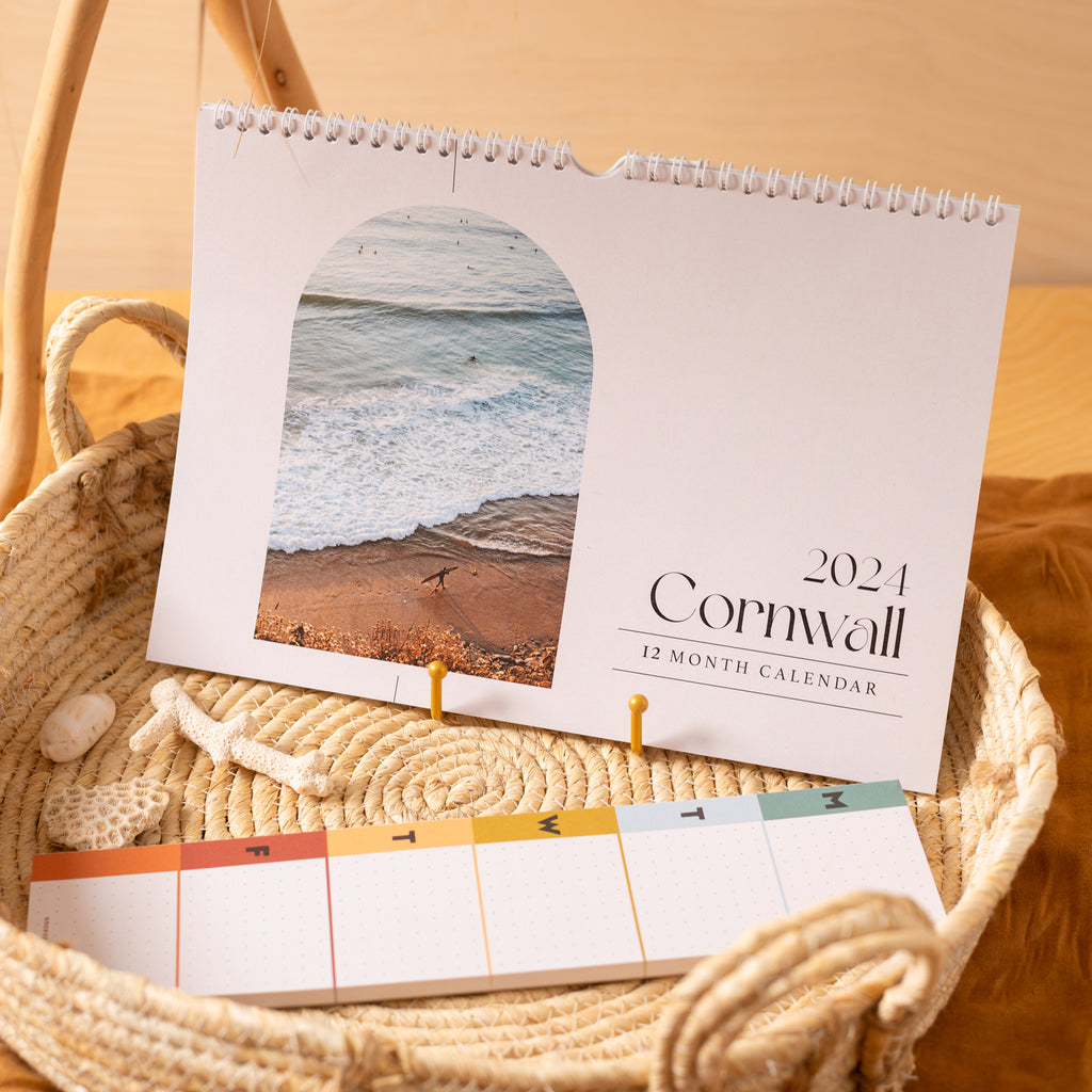 2024 Calendar and Keyboard Planner Set. Cornwall Photography. Cornwall Calendar. Earthy Tones. 100% Recycled Paper. Printed in the UK.
