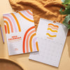 2024, A4 hanging wall calendar abstract, rainbow inspired designs. 100% recycled paper. Made in the UK.