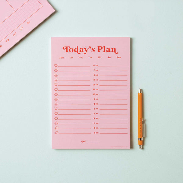a5 daily planner pad with time blocking and to do list. 100% recycled paper. made in the UK.