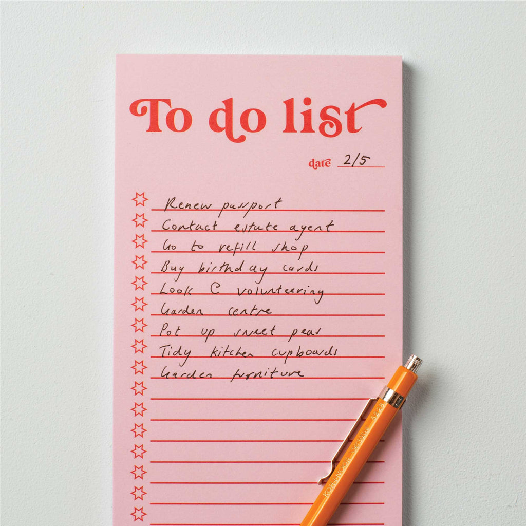 slim, compact to do list. recycled paper. priority list. colourful to do list. magnetic to do list.