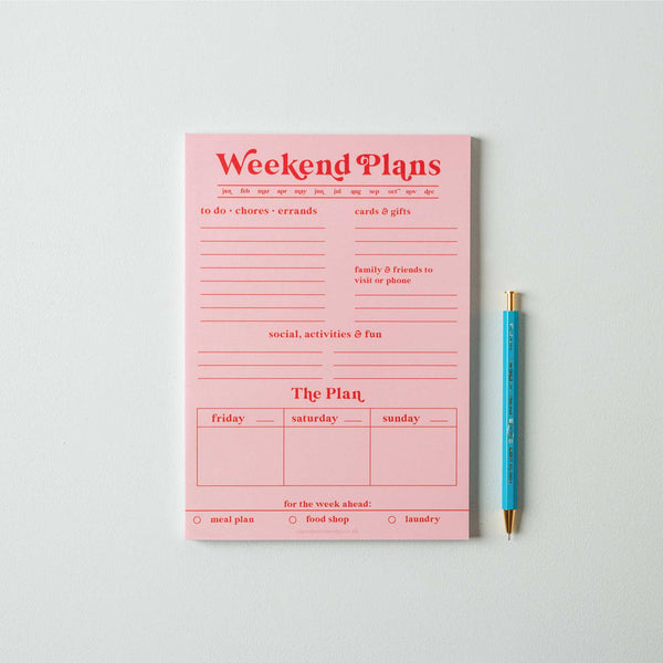 A5 planner pad. plan out your weekends. 100% recycled paper. weekend planner. weekly planner