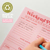 A5 planner pad. plan out your weekends. 100% recycled paper. weekend planner. weekly planner