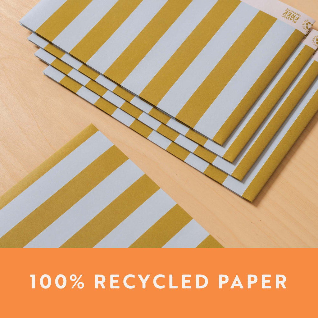 avocado stripe gift wrap. 5 pack. 10 pack. christmas wrapping paper. birthday wrapping paper. eco gift wrap. 100% recycled paper. made in the UK. gift paper. recycled wrapping. gift wrap.