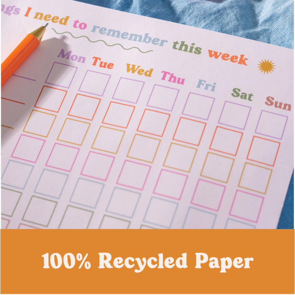 A5 Weekly Planner for Kids. Help them grow their independence with this handy chore/habit/routine tracker. Made in the UK on 100% Recycled Paper.