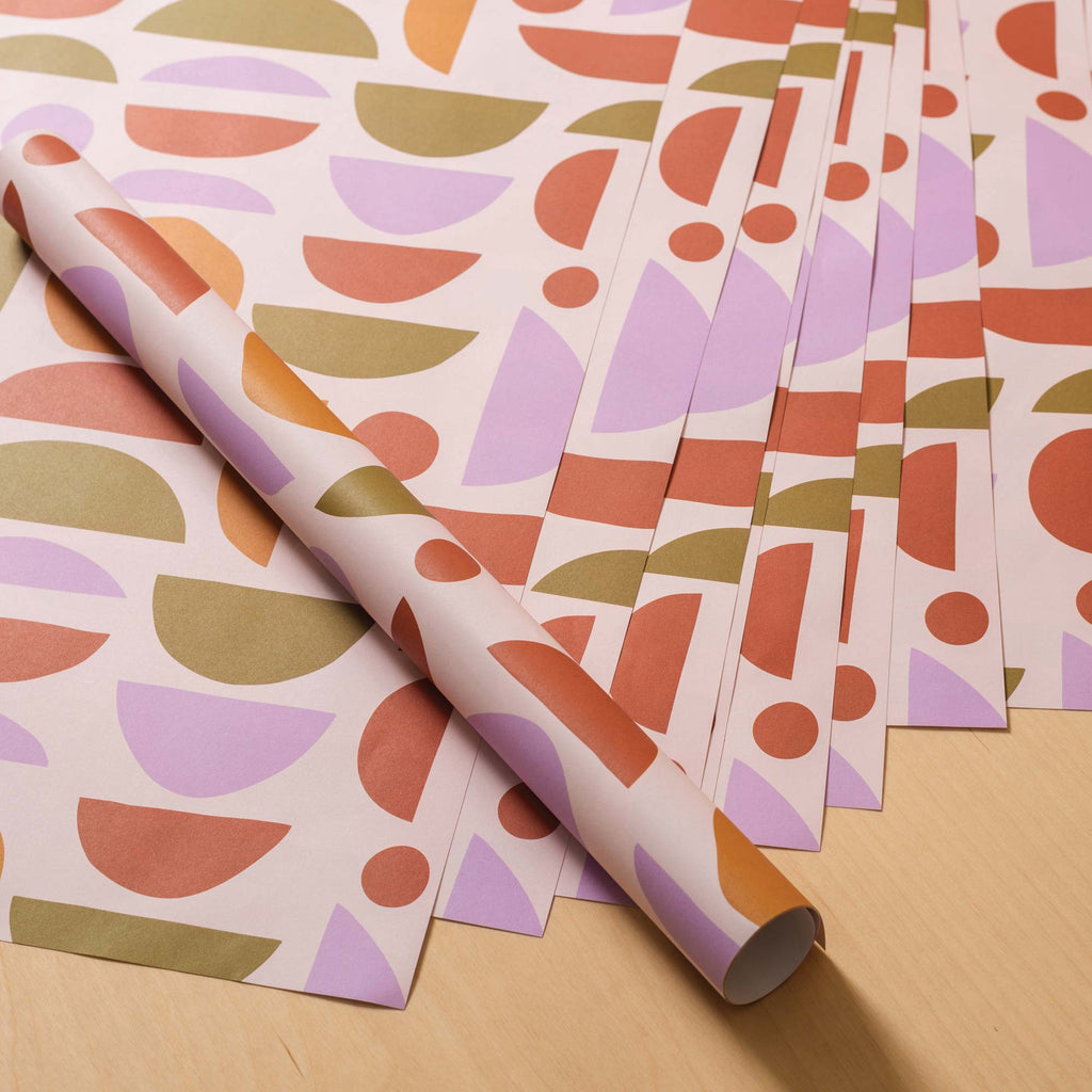 abstract boho gift wrap. 5 pack. 10 pack. christmas wrapping paper. birthday wrapping paper. eco gift wrap. 100% recycled paper. made in the UK. gift paper. recycled wrapping. gift wrap.