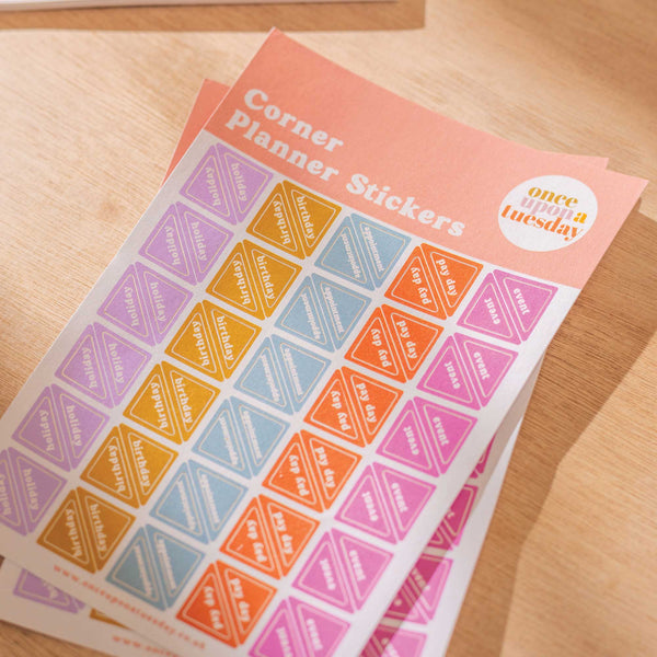 a5 sheet of corner planner stickers