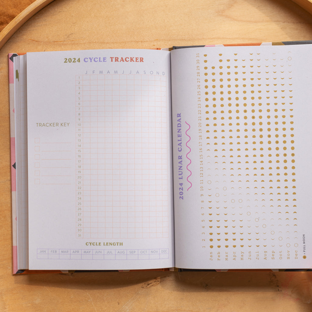 2024 diary. week to view. mexicana design. 100% recycled paper. made in the UK.