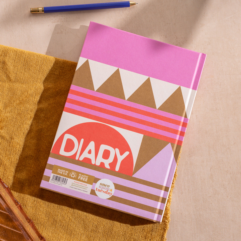 2024 diary. week to view. mexicana design. 100% recycled paper. made in the UK.