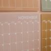 Undated A4 Wall Calendar - 12 separate monthly pages in a muted colour palette. 100% Recycled Paper, Made in the UK.