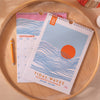 academic 2024-2025 year calendar. 12 months. tidal oceans waves. 100% recycled paper.
