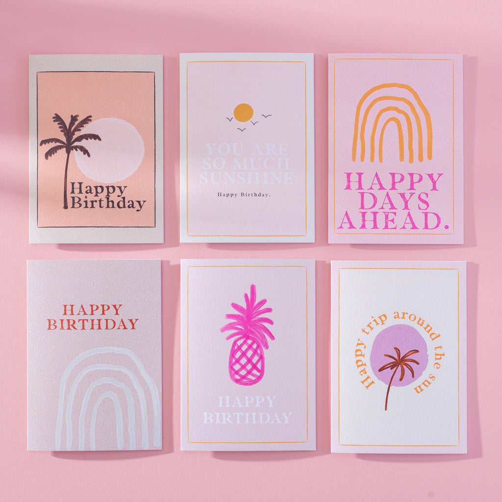 Pink Happy Birthday Card Pack