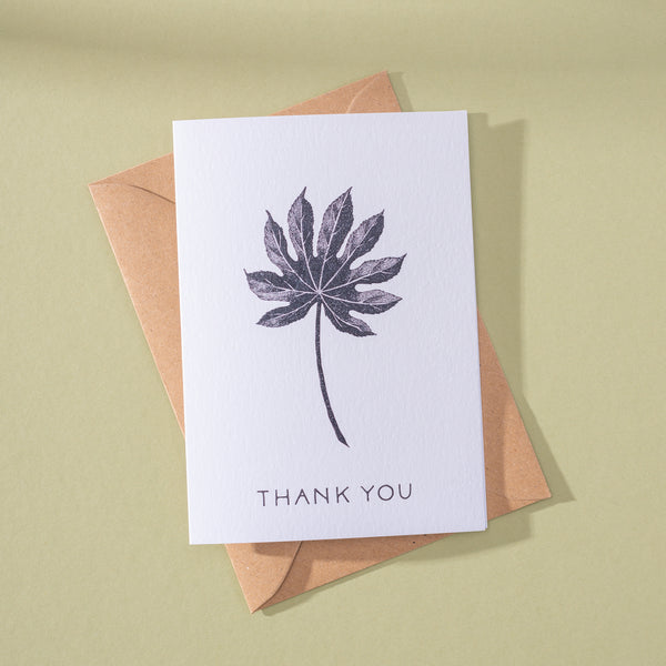 set of 5 thank you cards. black and white. 100% recycled paper.