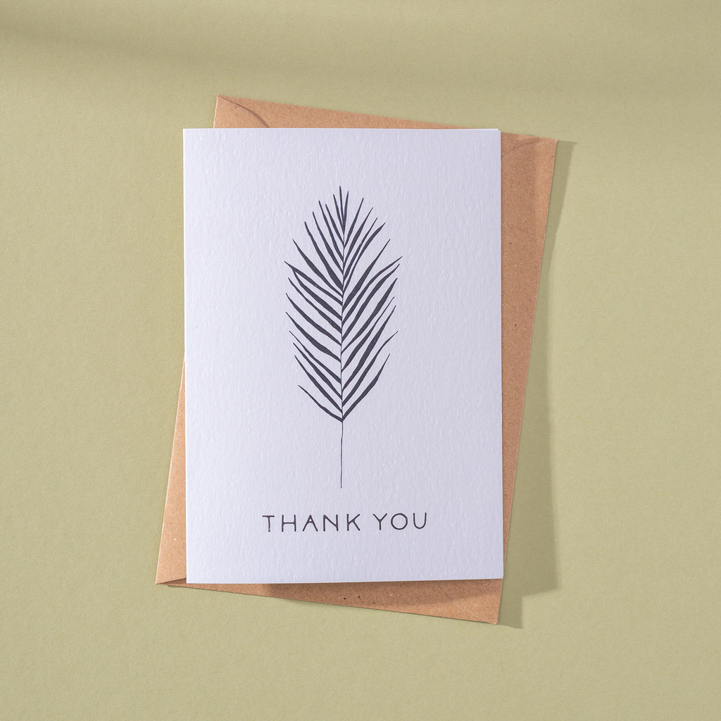 set of 5 thank you cards. black and white. 100% recycled paper.