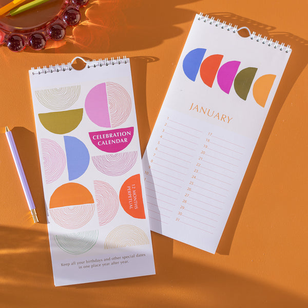 colourful minimalist perpetual birthday calendar