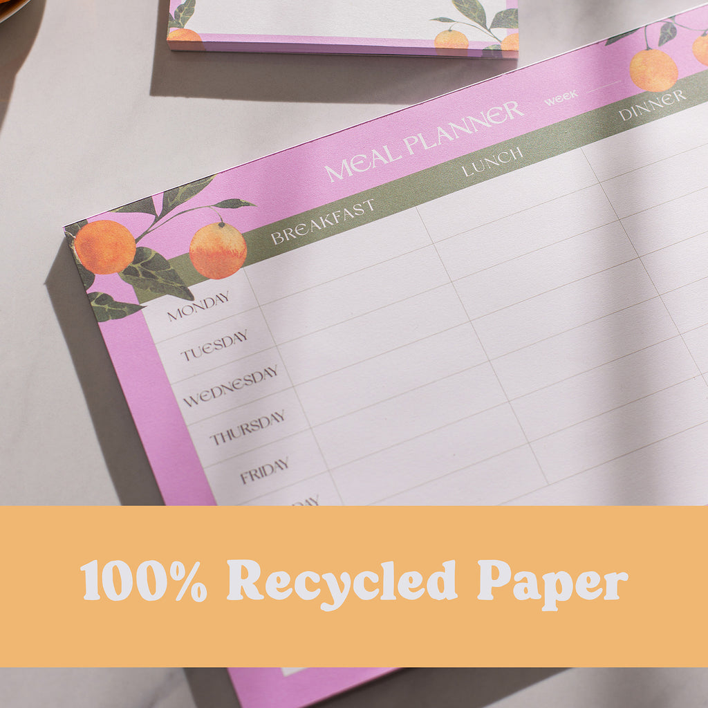 recycled paper meal planning pad. menu pad