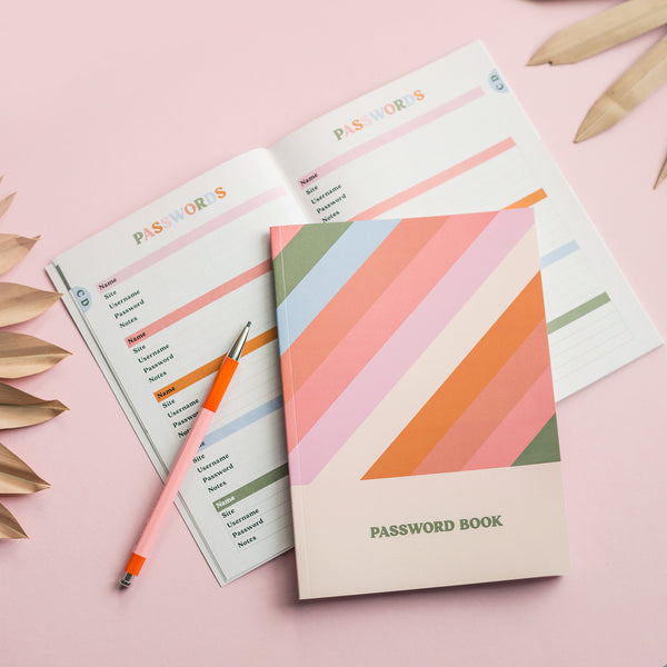 Password book colourful design A5 size