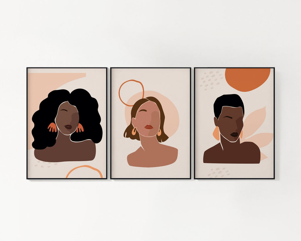 Set of 3 Beautiful Women Art Poster Prints - A4 or A5